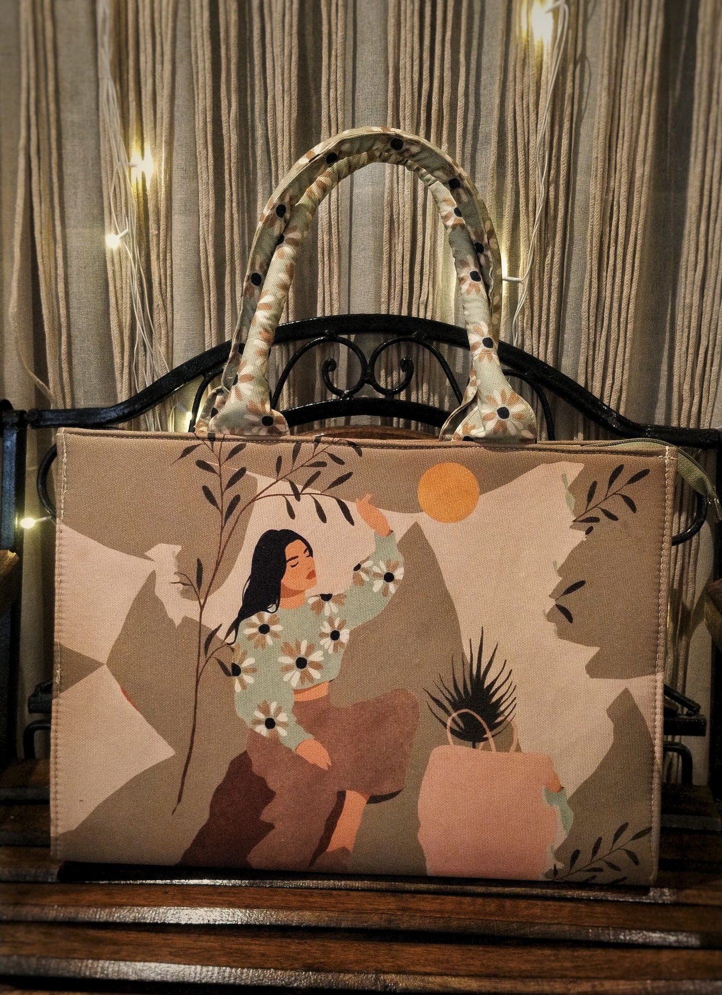 Boho Art Illustrated Laptop Bag – Floral Serenity Edition