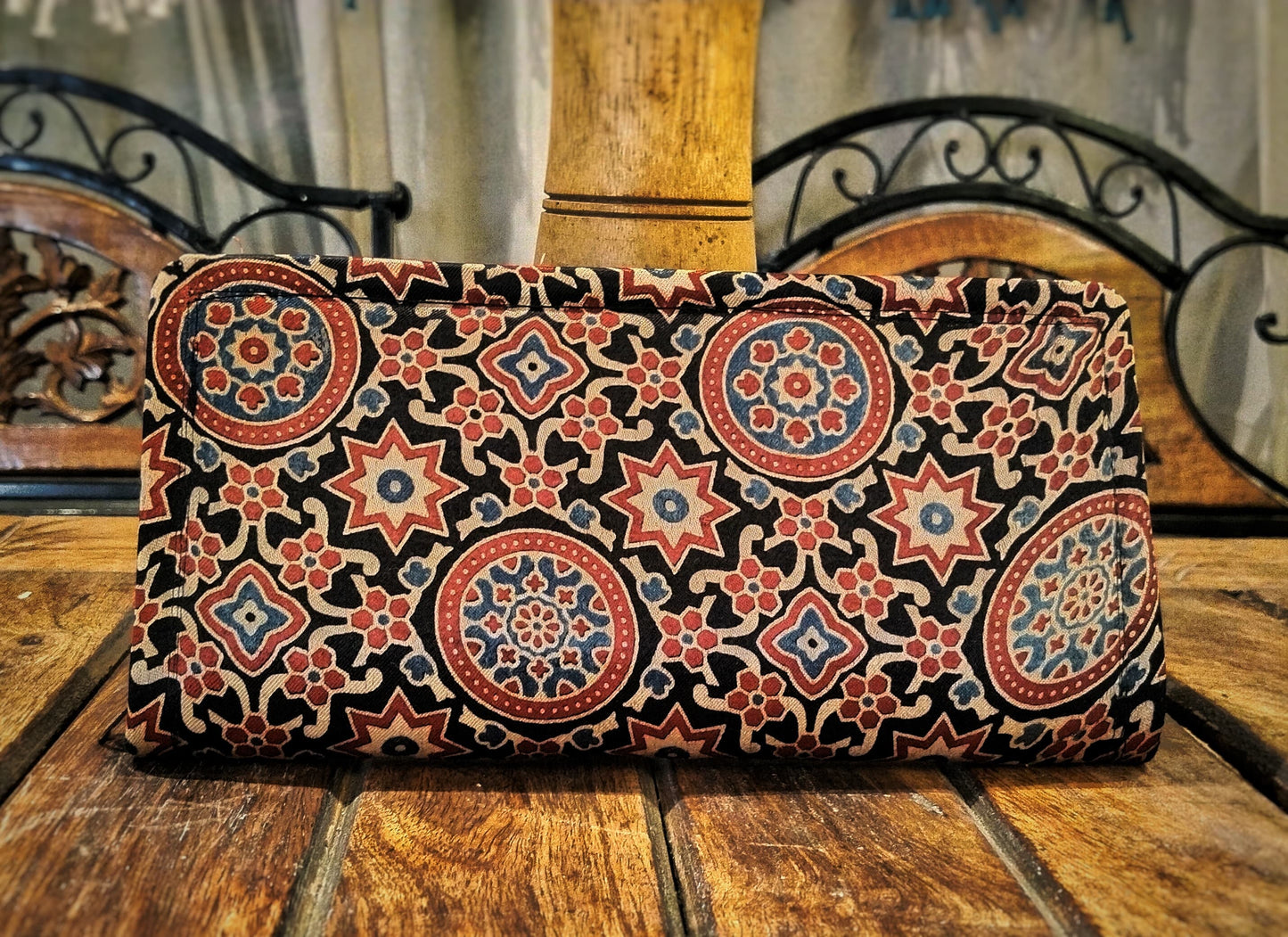 Handcrafted Ajrakh Print Cotton Clutch Bag