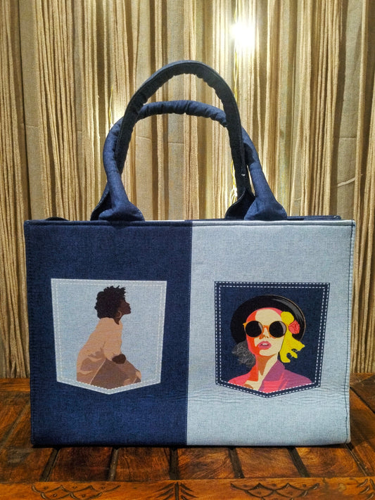 Neeli | The Quirky Denim Laptop Bag | Sustainable Laptop Tote for Work & Travel