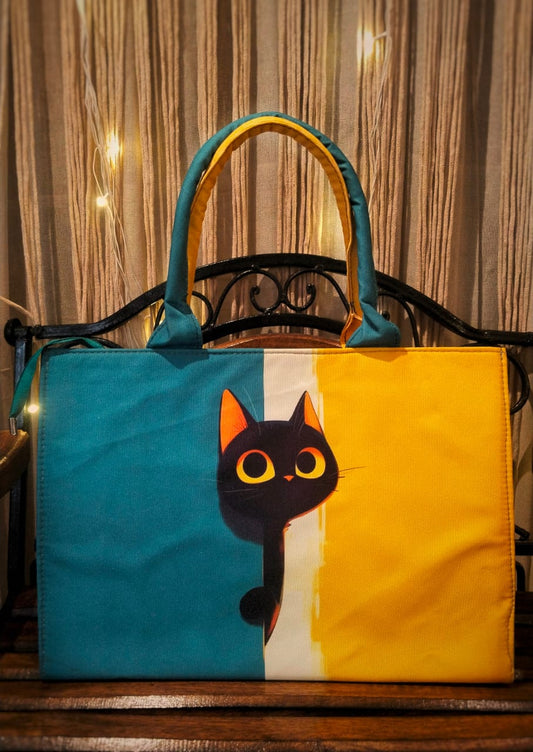 Baaghi Billi – Bold Black Cat Laptop Tote Bag